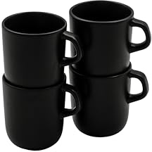 Eva Solo Nordic Kitchen Kaffeetasse | 40 cl Keramiktasse | 4 Stück | spülmaschinen- und mikrowellengeeignet | schwarzes Steingut | dänisches Design, Funktionalität und Qualität | Schwarz