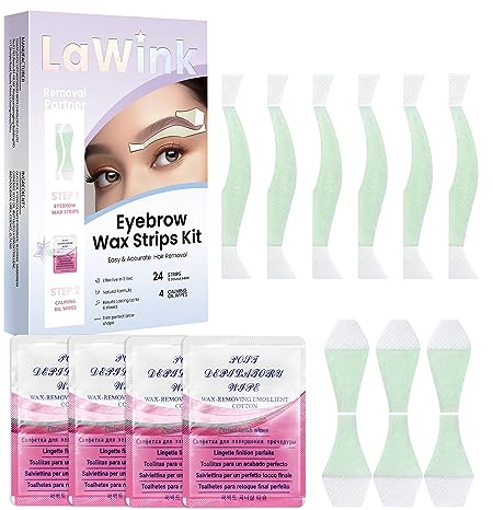LaWink Wachsstreifen wax strips Kaltwachs Enthaarungs Streifen Augenbrauen Wachsstreifen cold wax strips wachsstreifen haarentfernung Gesichtsenthaarung 24 stk