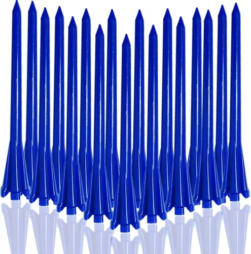 LOVMEAD Golf Tees Kunststoff Unbreakable Lange Kurze 60 Stück, Golf Tee 3 1/4 2 3/4 1 1/2 Inch Flat Stark Dauerhaft für Eisen Schüsse Reduzieren Reibung (Marine, 83mm)