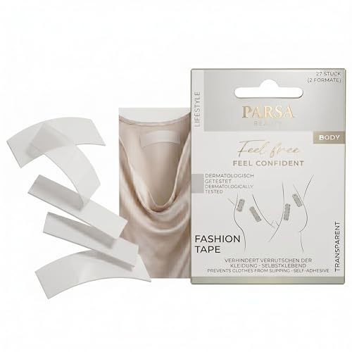 PARSA BEAUTY Fashion Tape, 27 Stück a 8, 5cm | Fashion Tape für perfekten Halt und Komfort, Brusttape für jeden Anlass, Body Tape für Damen hochwertige Funktionalität