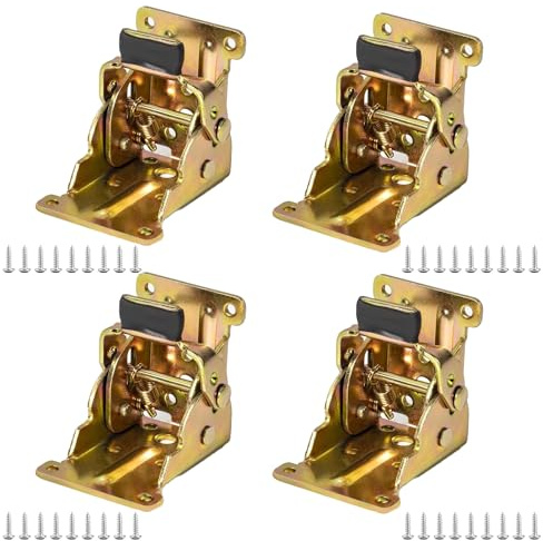 Yuaaoh Charnière Pliante Autobloquante 4Pcs - Jaune - Acier au Carbone - Brute - Montage en Surface