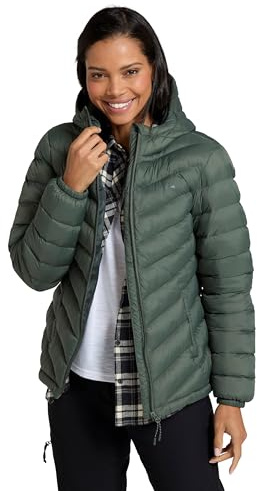 Mountain Warehouse Seasons Womens Padded Jacket - Water Resistant Coat, Puffer Jacket, Front Pockets, Adjustable Elastic Cuffs & Hood - For Spring Summer, Outdoors Light Khaki Women's Size 16