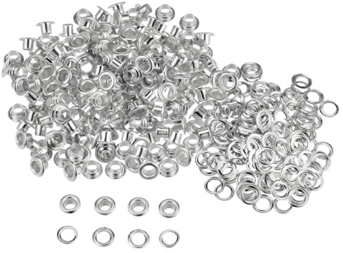 QUARKZMAN 300 Ensembles Œillets en Métal de 4mm ID avec Rondelles, Œillets en Fer pour Chaussures, Vêtements, Ceintures, Étiquettes, Sacs, Tissus, Cuir,DIY, Accessoires, Argent | Œillets pour bâches, avec rondelles, pour chaussures, vêtements, ceinture, étiquette, sac, tissu, cuir, projet