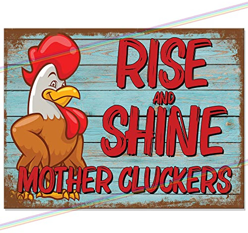 Rise & Shine Funny Metal Bar Sign | Retro Wall Plaque for Garden Bar, Kitchen & Man Cave | Vintage Father’s Day Gift 2026 | Small Tin Sign 15x10cm | Made in UK