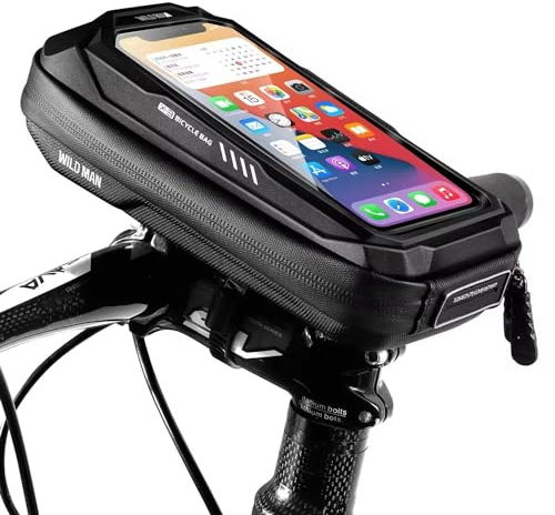 Bolsa Bicicleta Manillar Móvil Impermeable, Soporte para Bici, Cuadro con Pantalla Táctil para Teléfono de Hasta 6,7 - Carretera, Montaña, Ciclismo