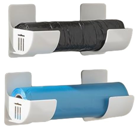 Samuliy Support Mural pour Sac Poubelle | sans Perforation sur l'armoire | Porte-Rouleau de Sac en polypropylène recyclé réutilisable pour Sacs d'épicerie en polypropylène recyclé