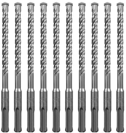 SALI 10PCS SDS Plus Rotary Hammer Drill Bit Kit - Double Thread Tungsten Carbide Tip for Concrete, Brick, Cement Walls, Stone - 8mm x 160mm Hammer Drill Bits