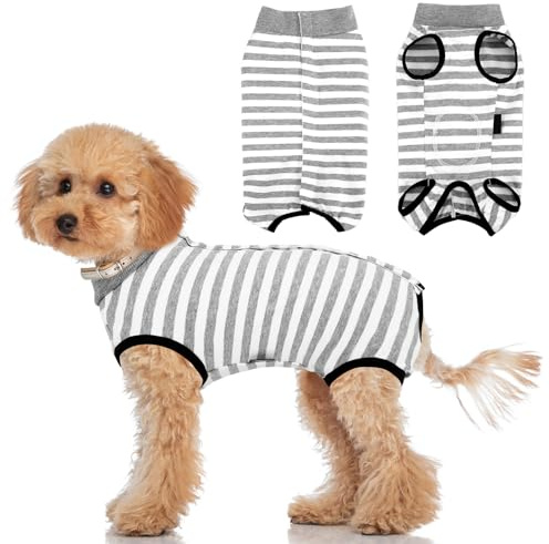 patinadrift Hundebody Nach Op Hunde Body Operation Hündin Rüde Hundebody Wundschutz Erholungsanzug für Hund Body Kastration Hund nach der Operation Kegel-Alternative(Grey,M)
