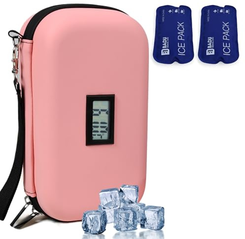 HIMDUZE kylväska med kylväska resväska TSA-godkänd kyld medicin kylare för resor w/temperaturdisplay diabetiker resväska w/2 återanvändbara ispaket för vardagen