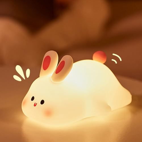 AuezonaNachtlicht für Kinder und Kaninchen, wiederaufladbar, USB, LED Lampe mit Timer, Geschenk für Neugeborene, Geburtstag, Weihnachten