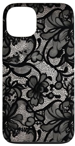 Motivo vintage pizzo nero Custodia per iPhone 13