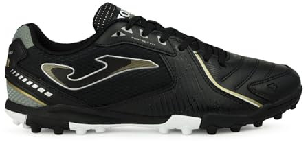 Joma - Tacos de fútbol para césped, parte superior sintética y de malla, ligeros, duraderos, ventilación VTS, puntera de protección, para hombres y mujeres, Negro Oro, 40 EU