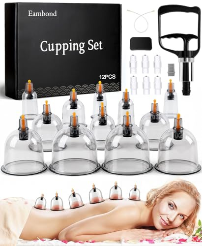 Eambond Schröpfset für Massagetherapie, Silikon Physikalische Chinesische Therapie Schröpfen Set zu Hause, Professionelles Muskelschröpfwerkzeug mit Pumpe & Vakuumbechern zur Cellulite-Reduktion