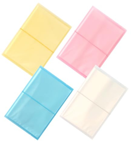 Garneck 4pcs Reusable Photo and Sticker Storage Album Card Organizer Pages for Collecting and Protecting Stickers Photos and Cards Yellow Blue White Pink
