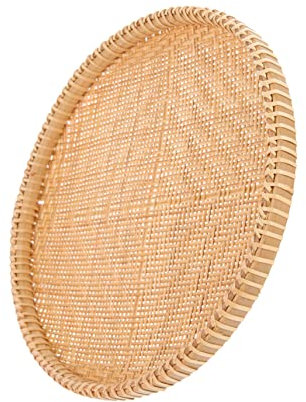 Amosfun Cestino Di Bambù Intrecciato a Mano, Contenitore Per Frutta e Verdura Funzione Scolapasta, Cesta Drenante Piccola 23x1,5 Cm Per Cucina e Conservazione Alimenti