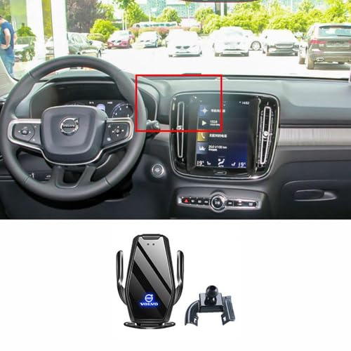 ZGCYK Auto Handyhalterung ladefunktion für Volvo XC40 2020 2021 2022 2023 2024 Induktive Wireless Chargers Fast Charging Kabellose Kfz-Ladegeräte Zubehör,Blackstyle