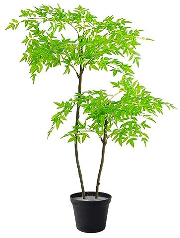 DONGGANSHI Künstliche Bäume, 150 cm, künstliche Bäume, künstlicher Bambusbaum, künstliche Grünpflanze mit schwarzem Topf, künstliche Baumdekoration für drinnen und draußen, feines Dekor