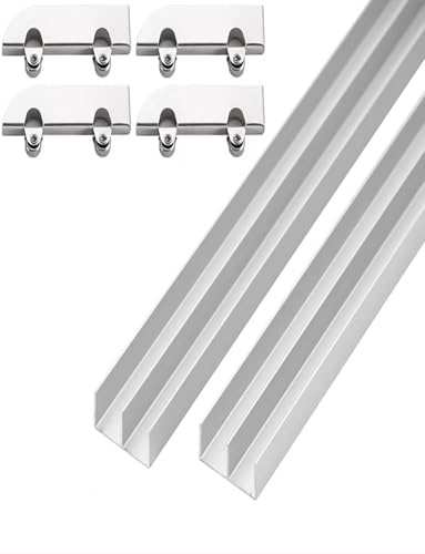Track 5mm Acrylic Glass Track，Double Track Sliding Door,Double Slide Sliding Door Slide Pulley Guide Rail Aluminum Alloy(100cm/39in)