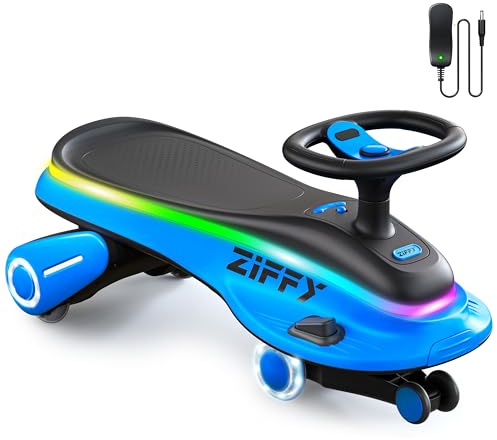 JOVA ZIFFY 45W 5.5A Light-Up Electric Wiggle Car with Pedal, Rechargeable Battery, 2-in-1 Swing Car, 2 Speed Ride-On Toy, Anti-Rollover, Flashing Wheels for Ages 3+ (Up to 110 lbs)