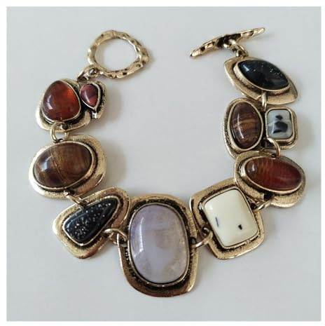Indisches ethnisches Vintage-Armband für Damen, modisch, Boho, Statement-Charm, Metall, hohle Glieder, Harz, Steine,