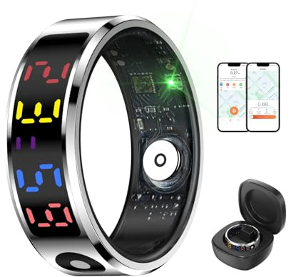 Smart Ring Health Tracker, Touch Control Fitness Ring avec écran D'affichage de Couleur, Sonnerie de santé Intelligente en Acier Inoxydable IP68 pour Surveillance du Sommeil, (#9)