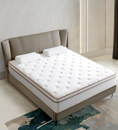 Huyamy Queen Size Mattress,10 Inch Grey Memory Foam Hybrid Queen Mattresses in a Box,Individual Pocket Spring Breathable Comfortable for Sleep Supportive and Pressure Relief