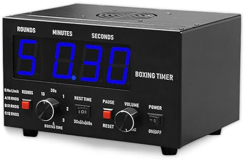 Temporizador de intervalo de boxeo, temporizador profesional de gimnasio con pantalla LED, sonido ajustable, tiempo de entrenamiento seleccionable y repeticiones de ciclo para Muay Thai, MMA y