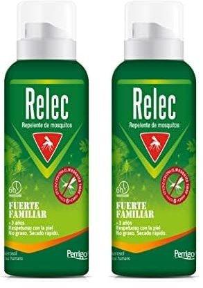 Relec Fuerte Familiar Aerosol Antimosquitos, Repelente de Mosquitos 125 ml, Eficaz Contra El Mosquito Tigre, Eficacia y Protección Contra las Picaduras de Mosquitos en Zonas Templadas (Paquete de 2)