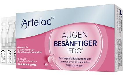 Artelac Augenbesänftiger EDO Augentropfen - bei gereizten Augen 10 x 0,5 ml | Linderung bei entzündlichen Augenreizungen - mit Hyaluronsäure und Ectoin - auch bei Kontaktlinsen - in Einzeldosen