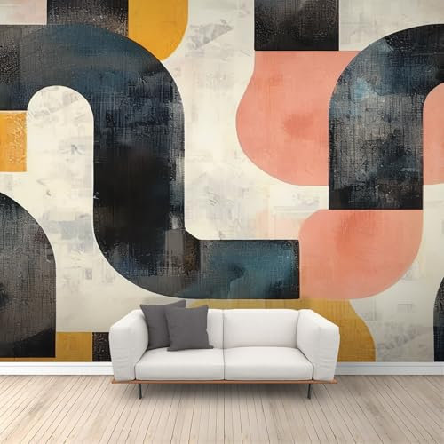 QDJKBL Medieval Geometric Murals Retro Minimalist Geometry Wall Murals Watercolor Abstract Art Wallpaper Wear Resistant Wallpaper for Living Room Bedroom 150 x 100 cm