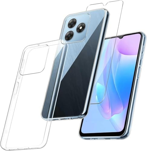 PIXFAB Clear Case for Blackview Wave 8 / 8C with 1 x Screen Protector Glass [Ultra Slim] Scratch Resistant TPU Gel Rubber Soft Skin Silicone [Protective Case] Cover for Blackview Wave 8 / 8C