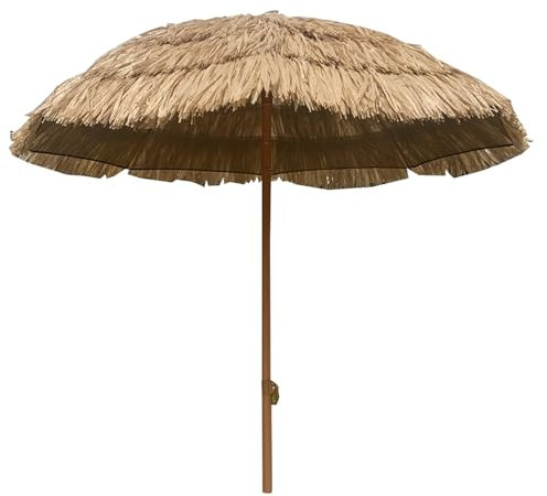 Ombrellone da giardino in paglia con borsa for il trasporto, design inclinabile, ombrellone da tavolo pieghevole e portatile for esterni, for patio, giardino, piscina, spiaggia tropicale(2m(78.7inch))