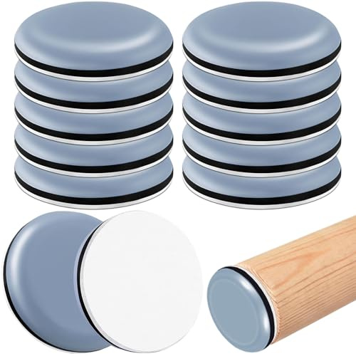 TXErfolg Set di 12 feltrini per mobili in teflon autoadesivi Ø50 mm rotondi | PTFE Teflon Cursori di Mobili protezione per parquet piastrelle laminato scorrimento per sedie divani mobili