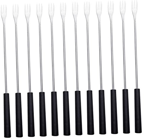 Luxshiny 12pezzi Forchette Per Cioccolato Fondente in Acciaio Inossidabile Da Forchette Per Fonduta Frutta e Formaggio Pratiche Per Uso e Portatili Per Viaggi
