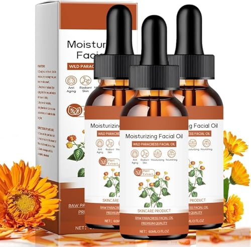 Huile Visage Pure Bio 100% pour Femmes, Sérum Anti-Âge, Huile Raffermissante, Réduit Ridules et Rides, Stimule Collagène, Huile Essentielle Hydratante (3Pièce)