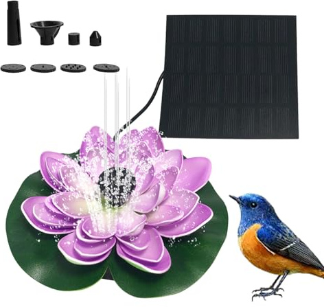 Bird Bath Solar Sull Fountain - 18x18cm Compact Size, Solar Powered Pump, Weather Resistant Material | Adjustable Flow Garden Patio Outdoor Water Decorative Decorative Use