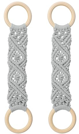 sourcing map 2 Pcs Kitchen Dish Towel Holder, Hanging Kitchen Towels, Handmade Crochet Hanging Holder for Cabinet Bathroom House Oven Stove Door Gift, Light Gray