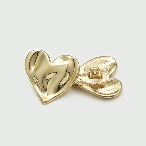 XCSJ 10 Pcs Rose Knöpfe Gold Aus Zinklegierung, 23mm Knöpf Metall Vintage Dekorative Knöpfen Goldene Knöpfe Zum Annähen Für Mantel, Blazer, Hemd, Jacke, Uniform, Diy (Gold, Herz, 20mm)