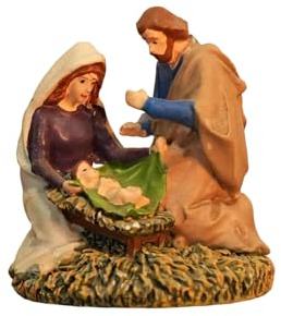 XAGMODSHN Figuras de pesebre de Navidad, pesebre de resina, estatua de belén para Navidad, decoración de mesa de interior, hogar, resina, estatua con establo
