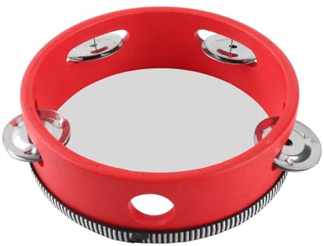 Generic Hölzernes Tamburin, Einfach zu Spielen, Leicht, Angenehmer Klang, Percussion, Jingle Drum, Kompakte Größe für Tägliche Unterhaltung für Kinder, Erwachsene (6 Zoll Rot)