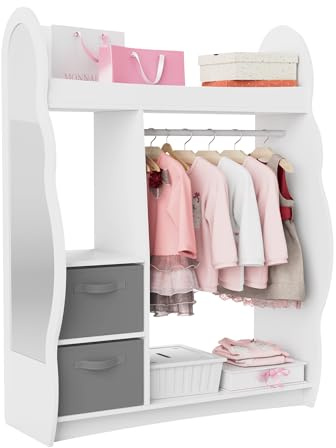 NACHES Kinder Kleiderschrank Kinderregal 81 x 28 x 106,5 cm Weiß Schubladen