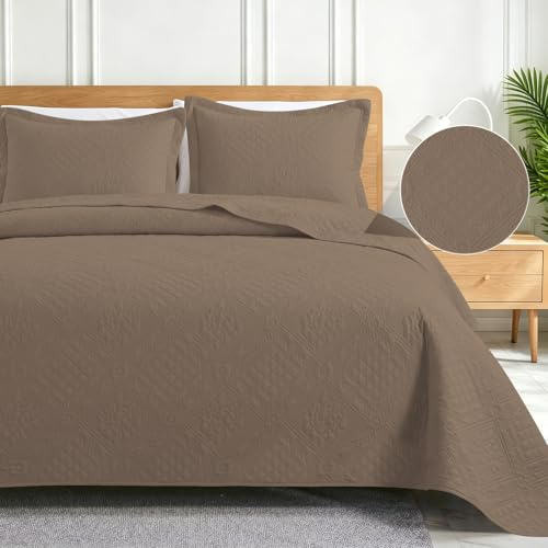 CYCMACO Verano Colcha para Cama, 160x260cm, Suaves Colcha Cama, Cubrecama Multiusos, Moderna Cubrecama, Cubrecolcha De Microfibra, Suave Y Ligera, para Todas Las Estaciones, Marrón Claro