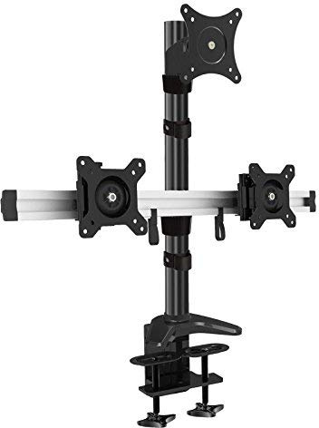 HFTEK Support de bureau pour trois écrans moniteur pour Moniteur écran LED LCD 15 à 27 pouces avec VESA 75 / 100 (MP223C-L)