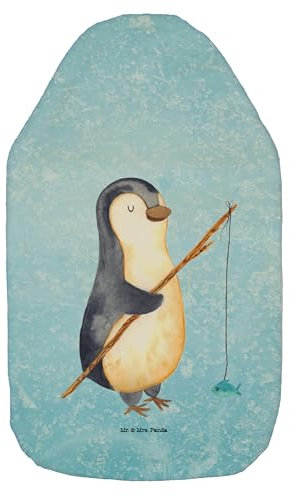 Mr. & Mrs. Panda Wärmflasche Pinguin Angler - Geschenk, Urlaub, Geschenkidee, verträumt, Wärmflaschenbezug, Kleine Wärmflasche, Wärmekissen,