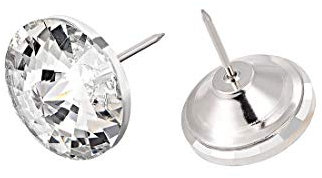 sourcing map Clou Tapissier Cristal 25mm Diamètre Tête 21mm Longueur Jarret Clou Ameublement pour Meuble Sofa Dosserets 50 Pcs