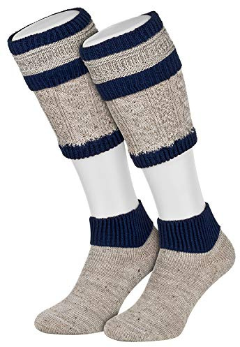 Piarini 2-teilig Loferl Trachtenstrümpfe Trachtensocken Wadenwärmer Herren - braun grün rot blau beige anthrazit Zopfmuster Gr.39-42 43-44 45-46 47-48