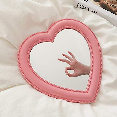 Gcroet Espejo de Maquillaje, Espejo de Escritorio de la Pared de Forma de corazón, Espejo de Maquillaje cosmético, Escritorio de Espejo de vanidad Espejo cosmético, Espejo de Forma de corazón para