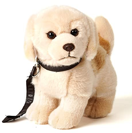 Uni-Toys - Golden Retriever Welpe, stehend (mit Leine) - 22 cm (Höhe) - Plüsch-Hund, Haustier - Plüschtier, Kuscheltier