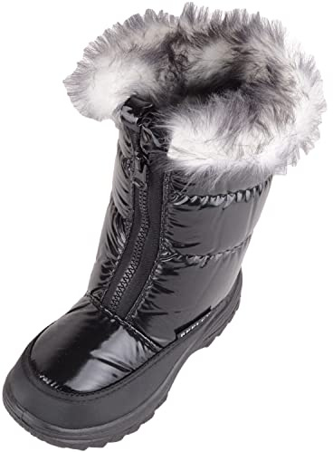 ABSOLUTE FOOTWEAR Botas y Botines para Niños y Niñas, Fáciles de Calzar con Cremallera, para Invierno, Nieve, Lluvia, Exteriores, Black, 36 2/3 EU