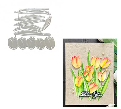 Qoiseys Tulpen Stanzschablone Die Stanzen für Prägeschablone, Metall Stanzungen für DIY Scrapbooking Fotoalbum Dekoratives Papier Basteln Prägeschablone